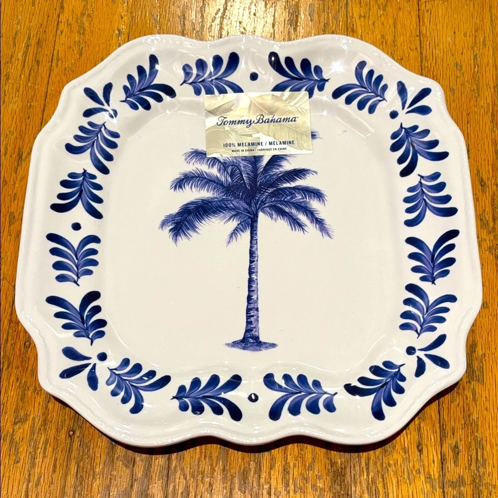NWT Tommy Bahama tropical Palm tree melamine Plate set of 4